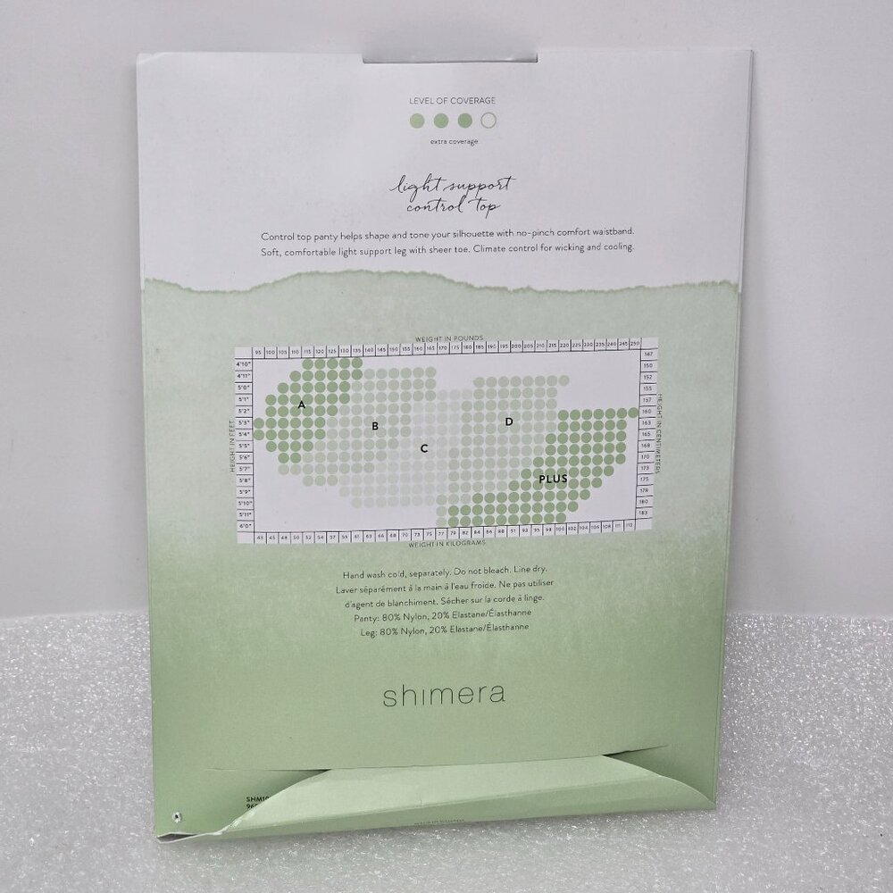Shimera Light Support Control Top Pantyhose Size B Jet Black - Picture 2 of 2